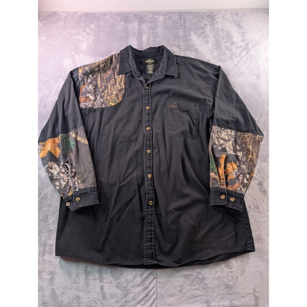 RedHead Mens XL Black Camo Shooting Shirt Hunting Button Down Long Sleeve Cotton